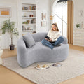 Modern Chenille S-Curved Modular Loveseat Sofa 66.9 Compression Sponge Boneless Couch No Assembly Required Cozy Upholstered Seating for Living Room Apartment Office or Meditation Space (Grey)