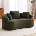 Premium Curved Loveseat Sofa Full-Compression 2-Seat Couch with Enhanced Back Support Modern Fabric Loveseat with Pillows Compact Luxury Sofa for Living Room or Apartment (Green)