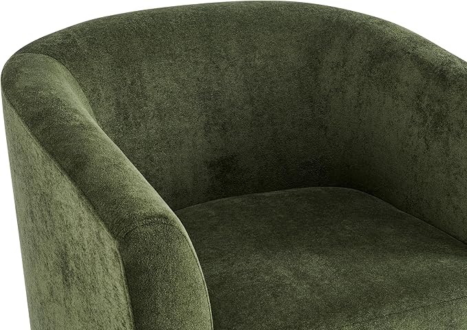 Christopher Knight Home Coles 360° Velvet Swivel Accent Chair Living Room Barrel Swivel Chair with Iron Frame Wooden Velvet Club Chair with Rotation No Assembly Required Olive Green+Walnut