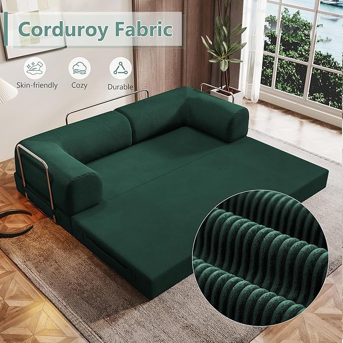 78.8 Convertible Sofa Bed 4-in-1 Folding Sleeper Couches Frameless SofaPull Out Couch Memory Foam Floor SofaNo Assembly Boneless Couch for Living Room