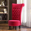 MU Retro High Back Armless Chair Velvet Royal Furniture Chair Upholstered Tufted Accent Seat for Living Room Dressing Room Bedroom Red