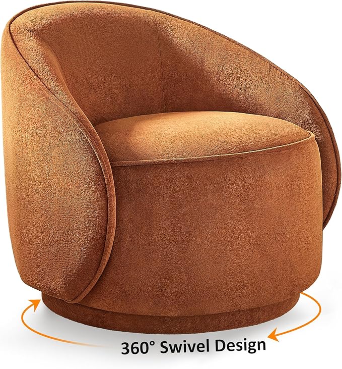 Swivel Accent Chairs Set of 2 360° Comfy Barrel Swivel Club Armchair Modern Reading Chair for Living Room Bedroom Office Balcony Entryway Terry Curry