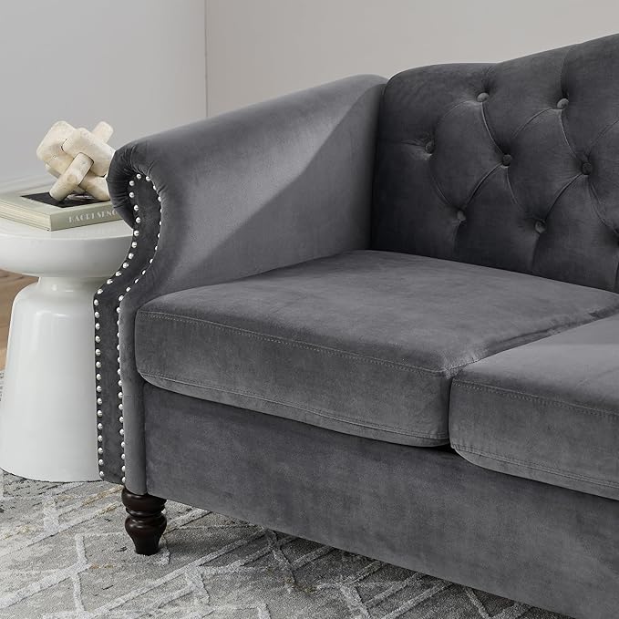 Modern Velvet Loveseat 57 Inch Sectional Couch Luxury 2 Seater Deep Couch with NailheadUpholstered Sofa for Living Room Bedroom Apartment