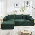 Sectional Sofa Couch Boneless Couches for Living Room Cloud Sofa with Oversized Chaise Corduroy Fabric L-Shaped Couch with Pillows No Assembly Required Left Facing Chaise Green