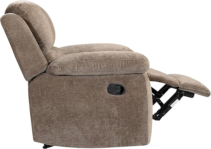 Betsy Furniture Modern Fabric Recliner Sofa Set Couch Loveseat w/Console Recliner 8093 (Khaki Chair)