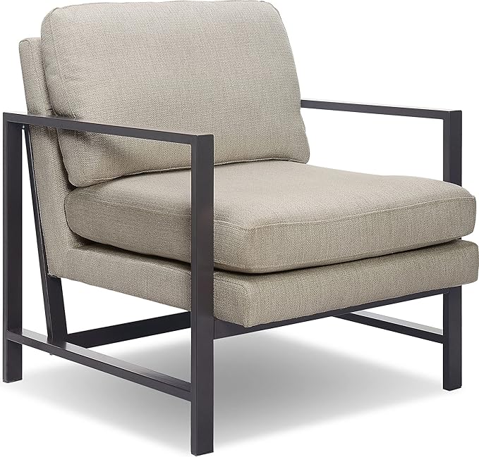 Tommy Hilfiger Russell Bronze Metal Frame Accent Chair Linen