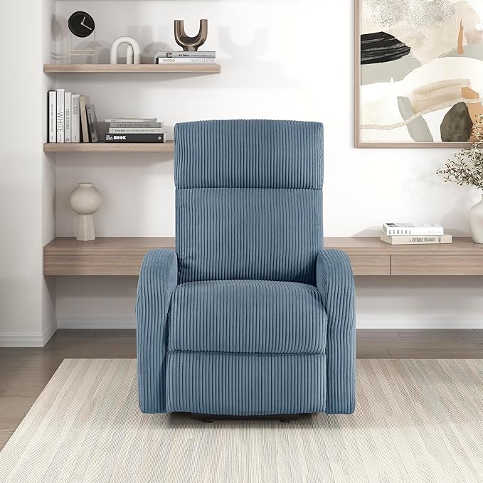 Lexicon Power Lift Recliner Chair for Elderly with Remote Control Gentle Lift Motion Side Pocket Armrest Corduroy Upholstered Electric Recliner for Living Room/Bedroom Easy Assembly Midnight Blue