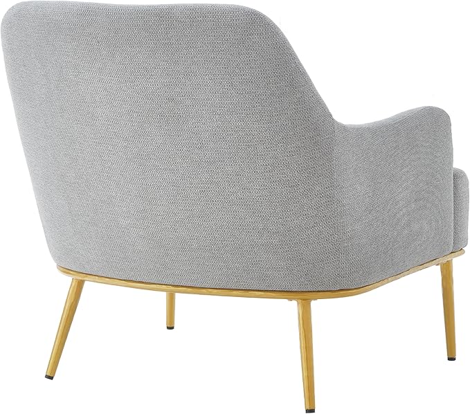 Christopher Knight Home Justin Modern Accent Chair with Metal Legs Chenille Upholstered Lounge Chair Indoor Curved Backrest Armchair Soft Cushion Seating for Living Room Reading Home Light Gray