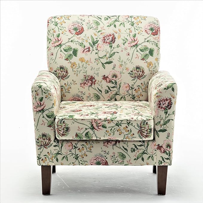Contemporary Accent Arm Chair with Birch Wood Frame and Velvet Upholstery Armchair for Office and Living Room Decor Removable Cushions 04 Printed Fabric