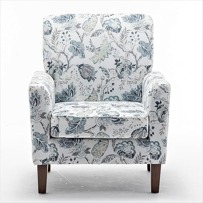 Contemporary Accent Arm Chair with Birch Wood Frame and Velvet Upholstery Armchair for Office and Living Room Decor Removable Cushions 07 Printed Fabric
