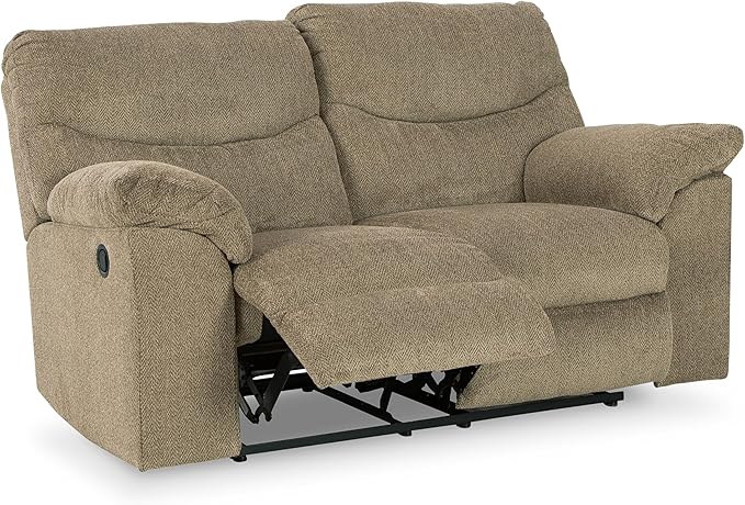 Signature Design by Ashley Alphons Transitional Tufted Reclining Loveseat Light Brown