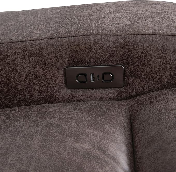 Furniture of America Romilly Modern Oversized Power Reclining Chair with USB Ports Electric Recliner Comfortable Lounge Couch for Living Room Office Bedroom Brown