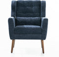 Chair Modern Chenille Fabric Lounge Accent Arm Chairs Extra-Thick Comfy Padded Backrest and Seat Cushion Mid Century Modern Chair for Living Room Bedroom Office Vanity Vanity Chair (Dark Blue)