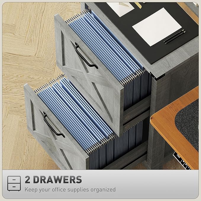 File Cabinet with Lock2 Drawer Small Storage Cabinet OrganizerUnder Desk Locking Drawers for Home OfficeAssembly RequiredLightGray