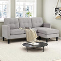 L Shaped Sectional Sofa with Movable Ottoman Lounge Sectional Sleeper Sofa Couch for Apartment &amp Small Space Small Couch for Living Room Light Gray
