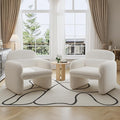 Furniliving 30.5 Accent Chair Set of 2 Modern Chenille Fabric Armchair for Living Room Comfy Upholstered Reading Accent Chairs for Bedroom Single Sofa Chair with Wood Legs White