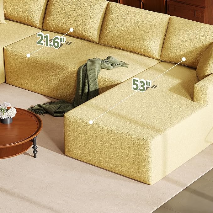 140 Modular U-Shaped Sectional Sofa 7-Seater Cloud Couch with Double Chaise Modern Sleeper SofaNo Assembly Sectional Cloud Boneless Sofa Couches for Living Room/Apartment