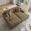 82.6 W Oversized Double Chaise Lounge Sofa Couch Comfy Corduroy Sleeper Sofa Bed with Deep Seat Modern Upholstered Cloud Couch with Pillows for Living Room Camel