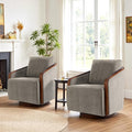 360° Swivel Barrel Chairs Set of 2 Upholstered Swivel Round Barrel Chair Comfy Chenille Fabric Single Club Armchair Accent Chair for Living Room Reading Room Bedroom Light Brown