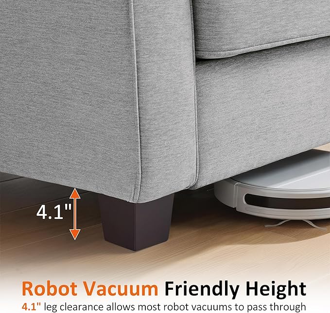MCombo 67.7 Loveseat Sofa 2-Seater Small Couch for Small Spaces Classic Rolled Arm Upholstered Sofa with Solid Wood Legs for Living Room Removable Cover Chenille Fabric VE730 (Light Grey)