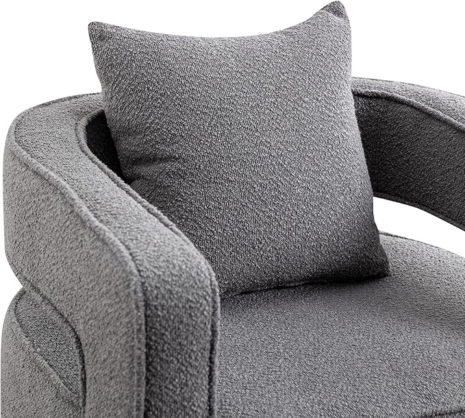 29 W Boucle Swivel Accent Open Back Chair 2 PackModern Comfy Sofa Chair with Black Wood Base for Nursery Bedroom Living Room Hotel Swivel Club Chair Leisure Lounge Chair (2pcs Chair Gray)