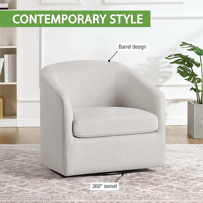 OSP Home Furnishings Parker Upholstered Swivel Tub Accent Chair Cream Fabric