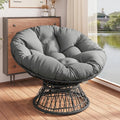 Wicker Papasan Chair with 360-Degree Swivel 41.5 Ergonomic Swivel Chair with Cloud Thick Density Fabric Cushion 3-Proof Cover High Capacity Iron Frame for Reading Living Room (Gray/62)