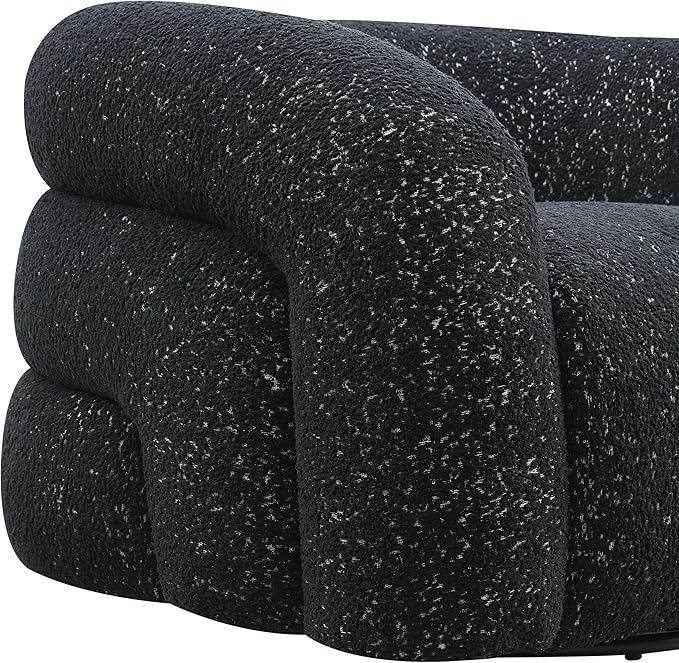 Furniture of America Araina Modern Boucle 37.4-inch Swivel Chair with 360-degree Swivel Base Sculptural Pillow-Like Silhouette for Living Room Office Black