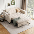 LINSY 3-in-1 Convertible Sofa Bed 54 Pull Out Sleeper Sofa with Charging Station &amp Cup Holder Small Folding Loveseat with Side Pocket for Small Space Corduroy Couch Beige