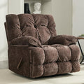 Oversized Recliner Chair Overstuffed Swivel Rocker with Extra Wide Seat &amp Breathable Fabric for Living Room (Manual Brown)