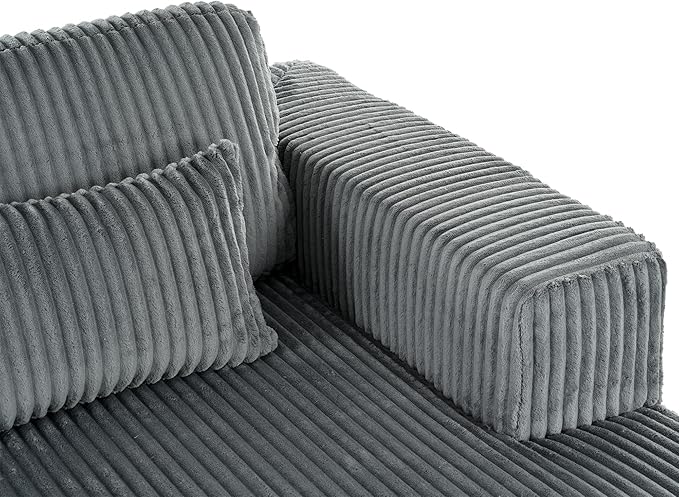 86-Inch Fluffy Corduroy Boneless Sleeper Daybed Loveseat Double Recliner Chaise Lounge Sofa Couches Floor Cloud Sofa Chaise W/4 Pillows for Home Apartment Living Room