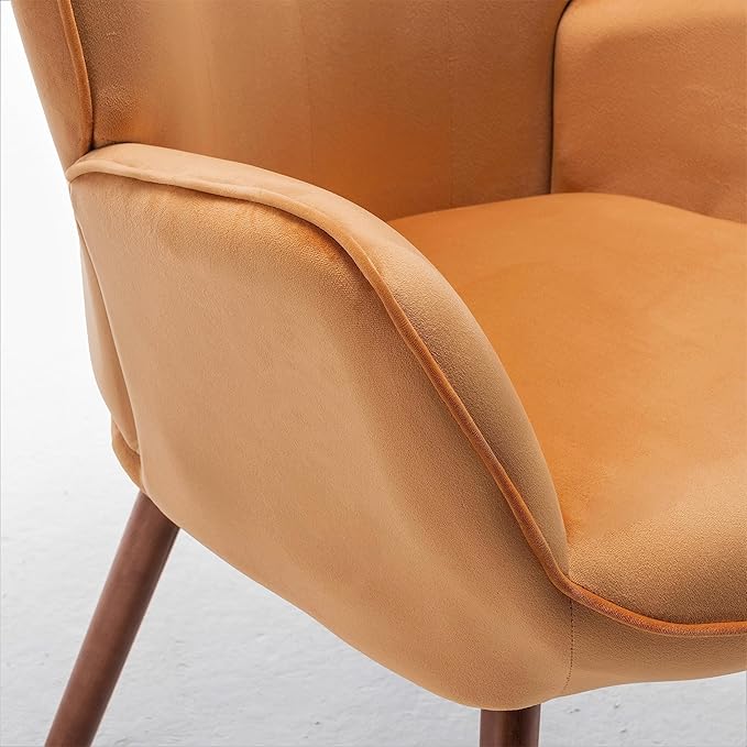 Chic Accent Arm Chairs for Living Room Bedroom or Home Office Button-Tufted Midcentury Armchair with Wingback Design and Splayed Legs Mustard Yellow