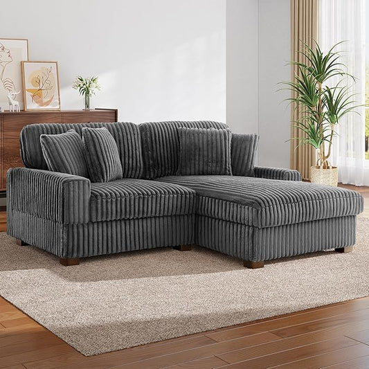 Cloud Sectional Couch with L-Shape Chaise Modern Modular Sofa with Deep Seat Upholstered Couches for Living Room Bedroom Grey