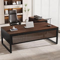 Tribesigns 63-Inch Executive Desk Large Office Desk with Mobile File Cabinet Modern L-Shaped Computer Desk Business Furniture with Door Storage Cabinet for Home Office Dark Walnut &amp Black