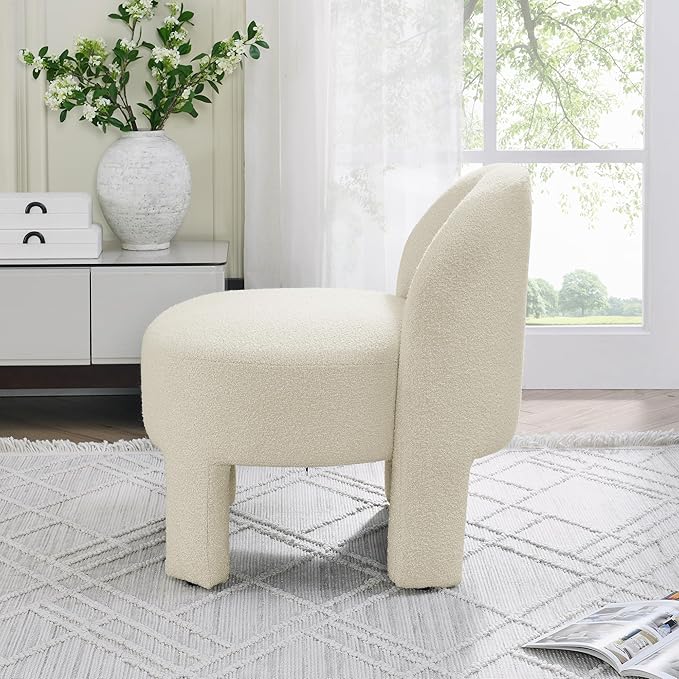 Hoop Gauze Lounge Chair with sof Cushion and backrest Need to be Assembled Suitable for Living room'bedroomldining Room Beige(24.5 28.75 28.75)