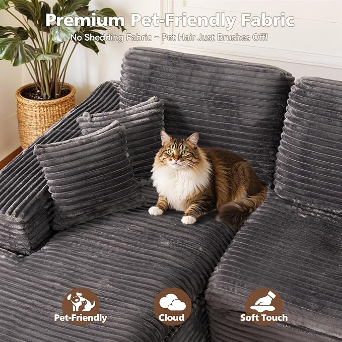 2 Piece Cloud-Like Sectional Sofa No Assembly Required – Ultra Plush Fabric with Thickened Cushions &amp Neck Support L-Shaped Couch with Chaise for Living Room
