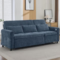 Polibi 2-in-1 Convertible Sofa Bed &amp Recliner - 3-Position Adjustable Backrest (105°-180°) Reversible Design Dual USB Ports 82 Wide Blue
