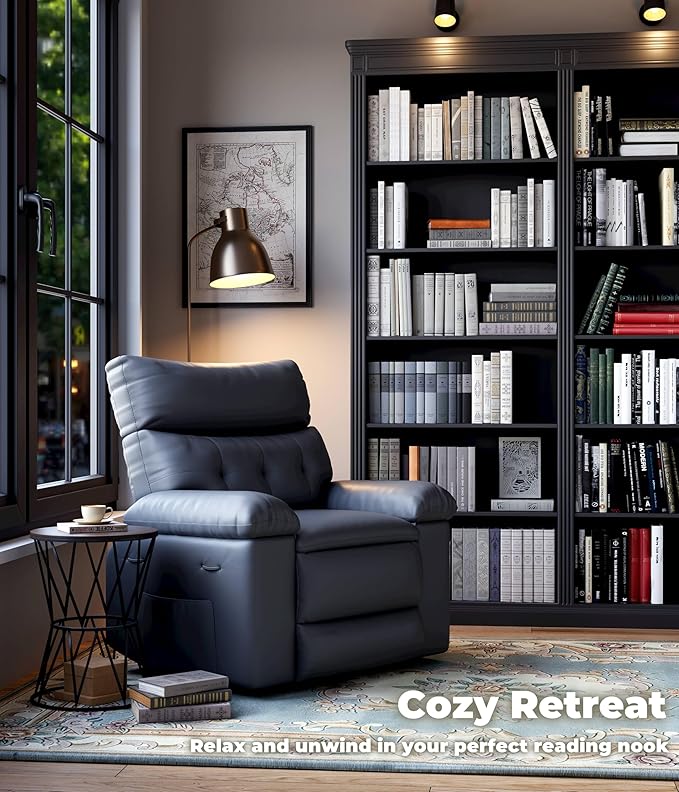 GarveeHome Extra Wide Recliner Chair - PU Leather Oversized Manual Recliner for Adults Lazy Chair with 1.5X Sponge Comfort Arm and Back for Living Room Bedroom