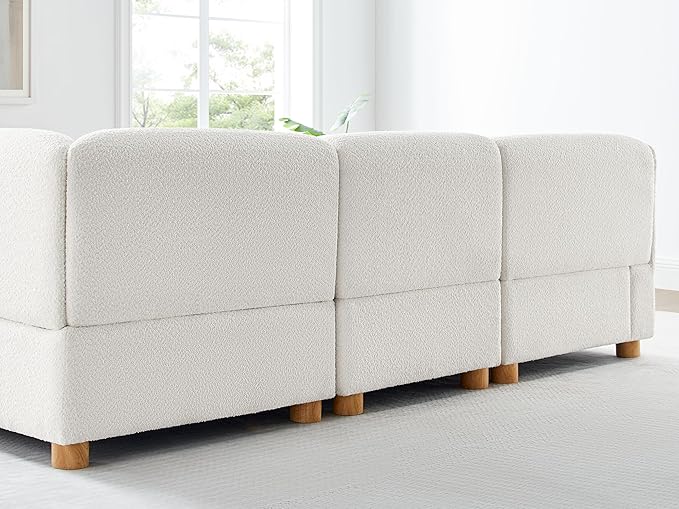 VANOMi Modular Sectional Sofa V-Shaped Corner Sectional Couch for Living Room 3 Seats Modular Sofa Cream White