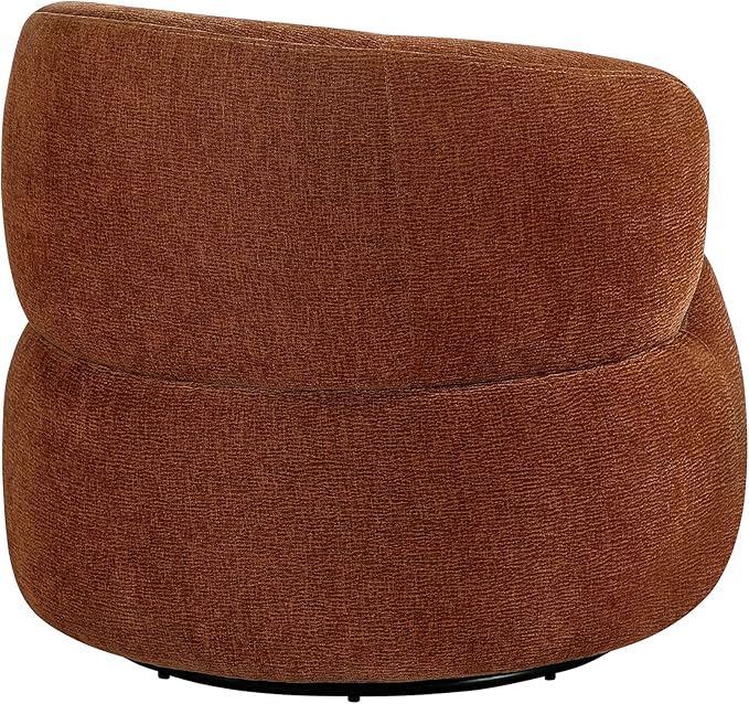 Lexicon Modern Barrel Swivel Accent Chair - Upholstered Soft Chenille Fabric with Metal Base 360 Degree Round Swivel Accent Chair for Living Room Bedroom Office No Assembly Required Rusty Orange
