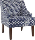 Homepop Home Decor Upholstered Classic Swoop Arm Accent Chair Accent Chairs for Living Room &amp Bedroom Decorative Home Furniture Blue Trellis