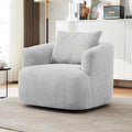 360° Swivel Chair 38.2 Accent Chair Sofa Upholstered Swivel Barrel Sofa Chair with a Throw Pillow for Living Room Bedroom Office and Hotel Light Grey