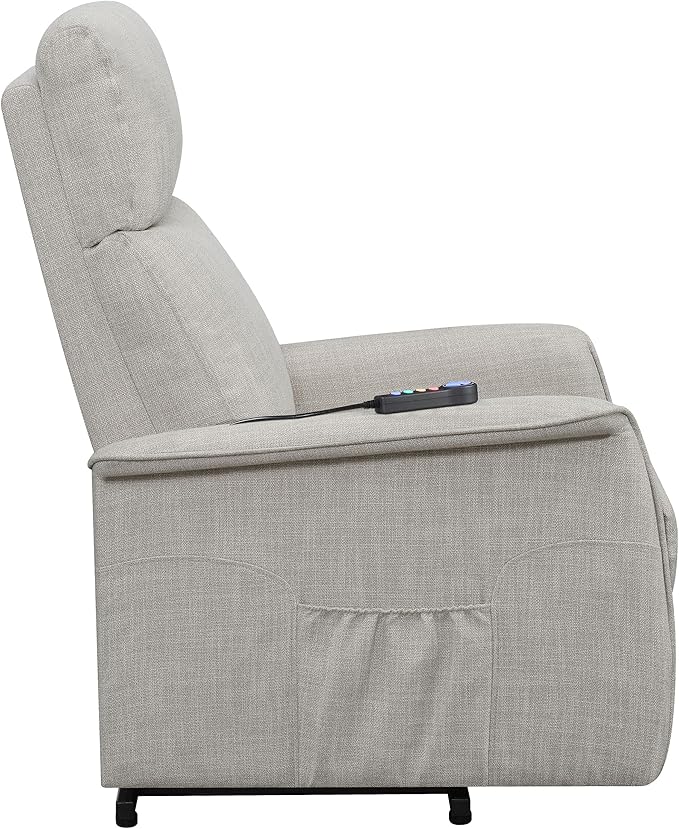 Coaster Home Furnishings - Henrietta - Fabric Upholstered Power Lift Massage Chair with Heat &amp Massage Functions USB Charging Port and Wired Remote - Living Room - Beige - 609407P