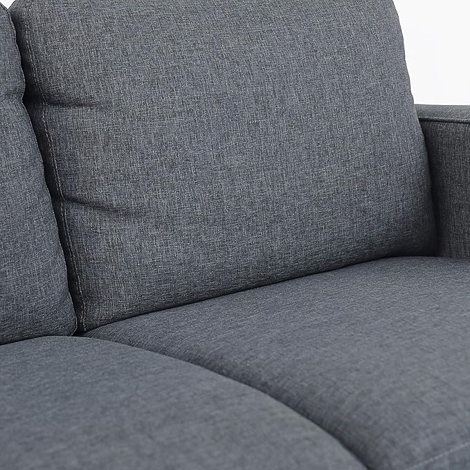 Furinno Bayonne Modern Upholstered Loveseat/Sofa Couch for Living Room Gunmetal