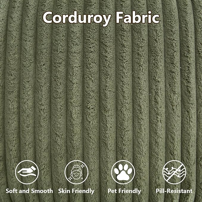 114.2 U-Shaped Sectional Sofa for Living Room Corduroy U-Shaped Couch with Double Chaises 4-Seater Comfy Cloud Sofa for Home Furniture Office &amp Small Space (Green)