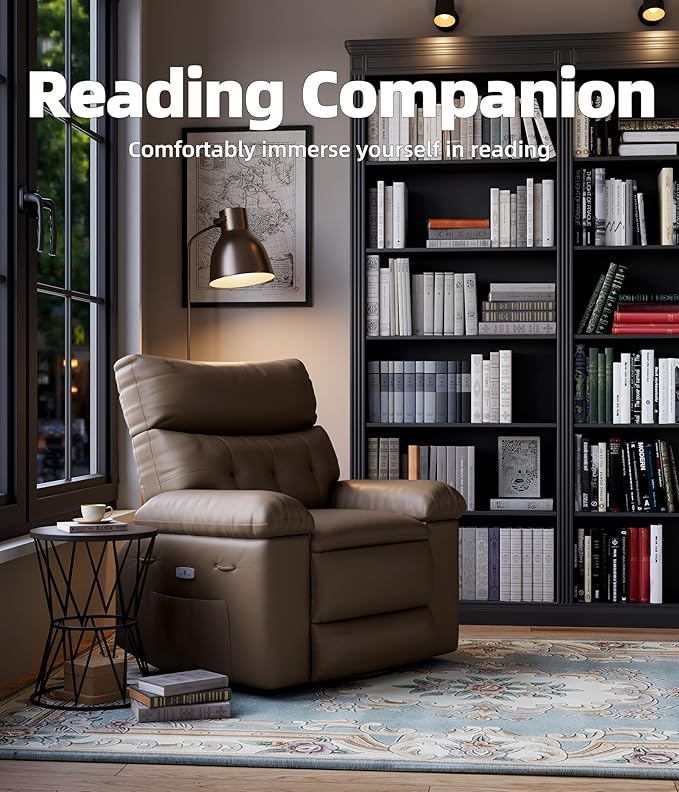Oversized Swivel Recliner Chair for Adults 400LB Capacity Manual Recliner with 1.5X Plush Cushion 3-Position PU Leather Lounge &amp Nursery Recliner for Living Room &amp Bedroom