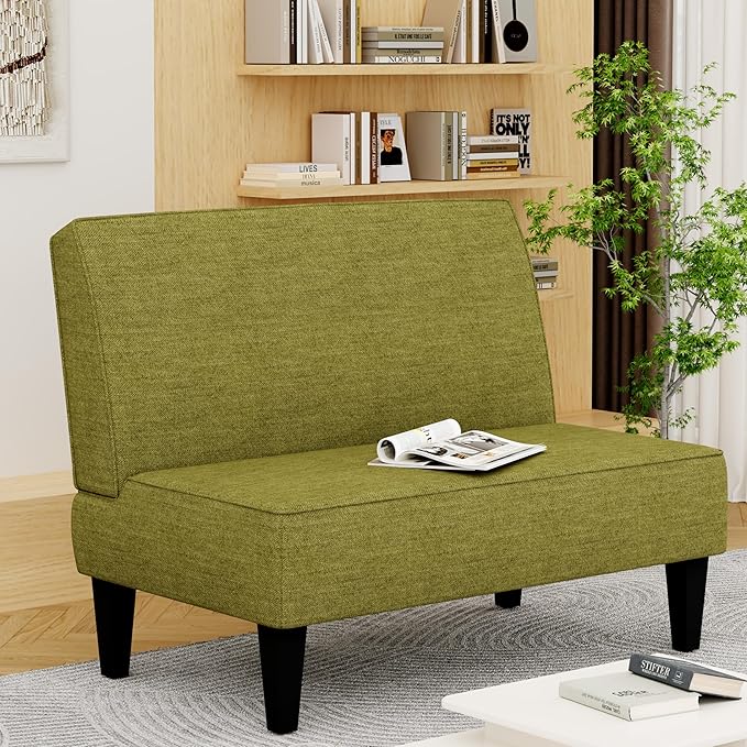 ALISH Small Loveseat Sofa 2-Seater Sofa Couch with Wooden Legs for Bedroom Living Room Upholstered Mini Couch for Small Spaces