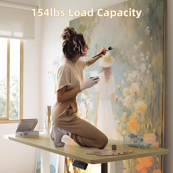 YIHAYO Low Height Adjustable Desk Lifts 18.1-28.3 Inches Electric Standing Desk for Short People 48 x 24 Inches Computer Table with Splice Board for Home Office Natural
