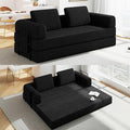 Convertible Sofa Bed 5-in-1 Pull-Out Futon Boneless Couch for Living Room &amp Guest Room Corduroy Sleeper Sofa with Steel Support Brackets 78.7 3-Seater with 2 Pillows (Black)