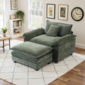 Oversized Accent Chair with OttomanOversize Chair Chenille Sofa with ArmrestsComfy Living Room Sofa with Deep Seat &amp PillowsOversized Reading Accent Chairs Couch Lounge for BedroomGreen